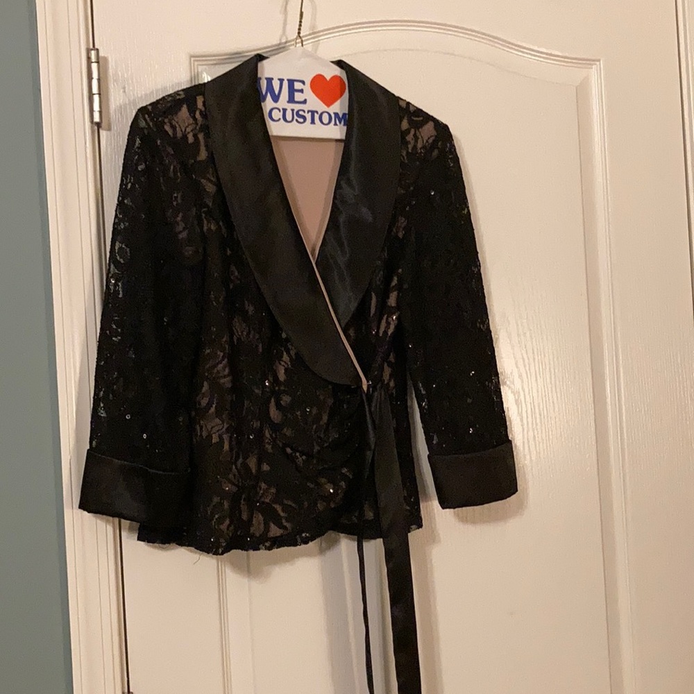 Black lace and sequin blazer